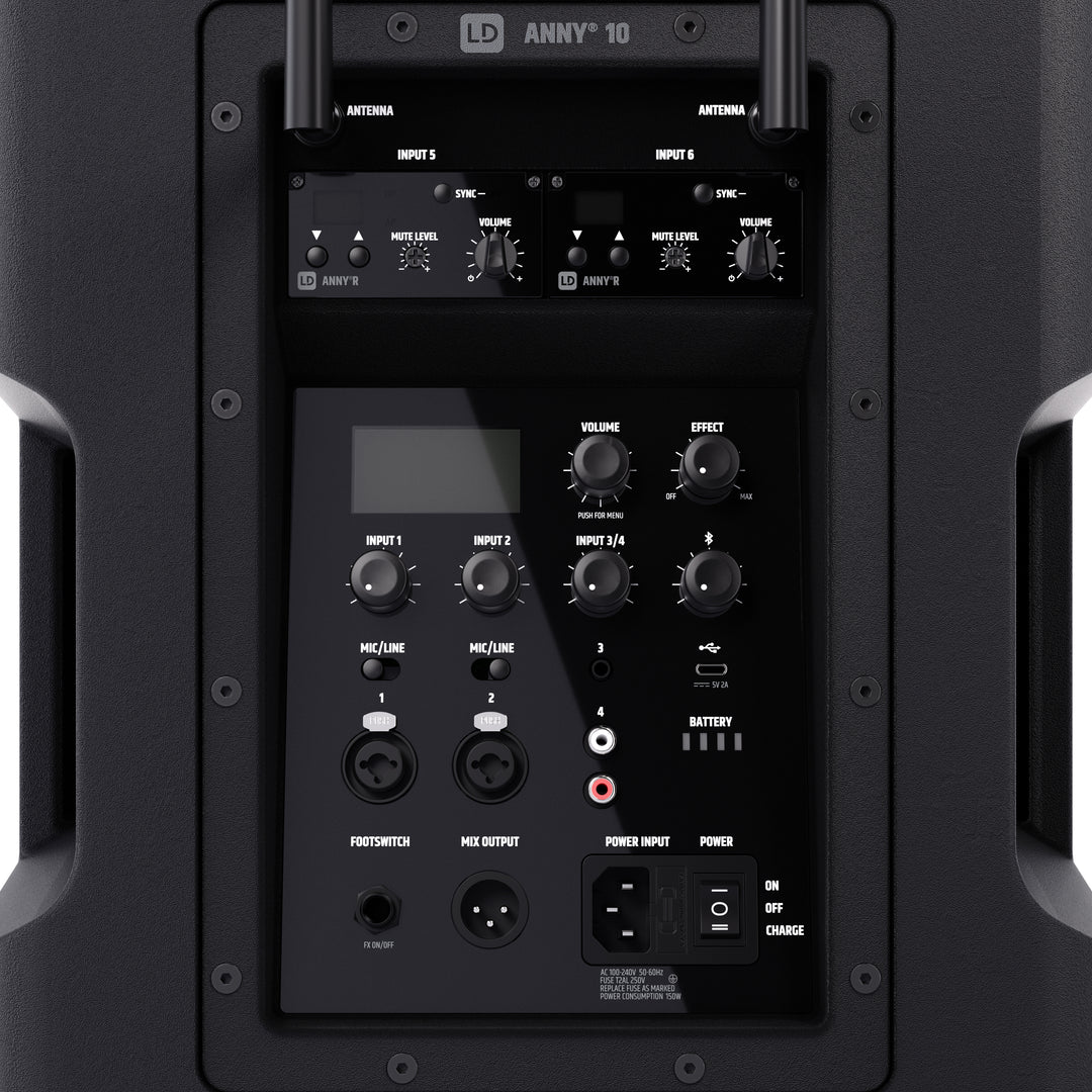 LD Systems ANNY® 10 BPH 2 B5 - 10" bærbart batteridrevet Bluetooth® PA-system med mixer og 2x headsetmikrofoner (inkl. bodypacks)