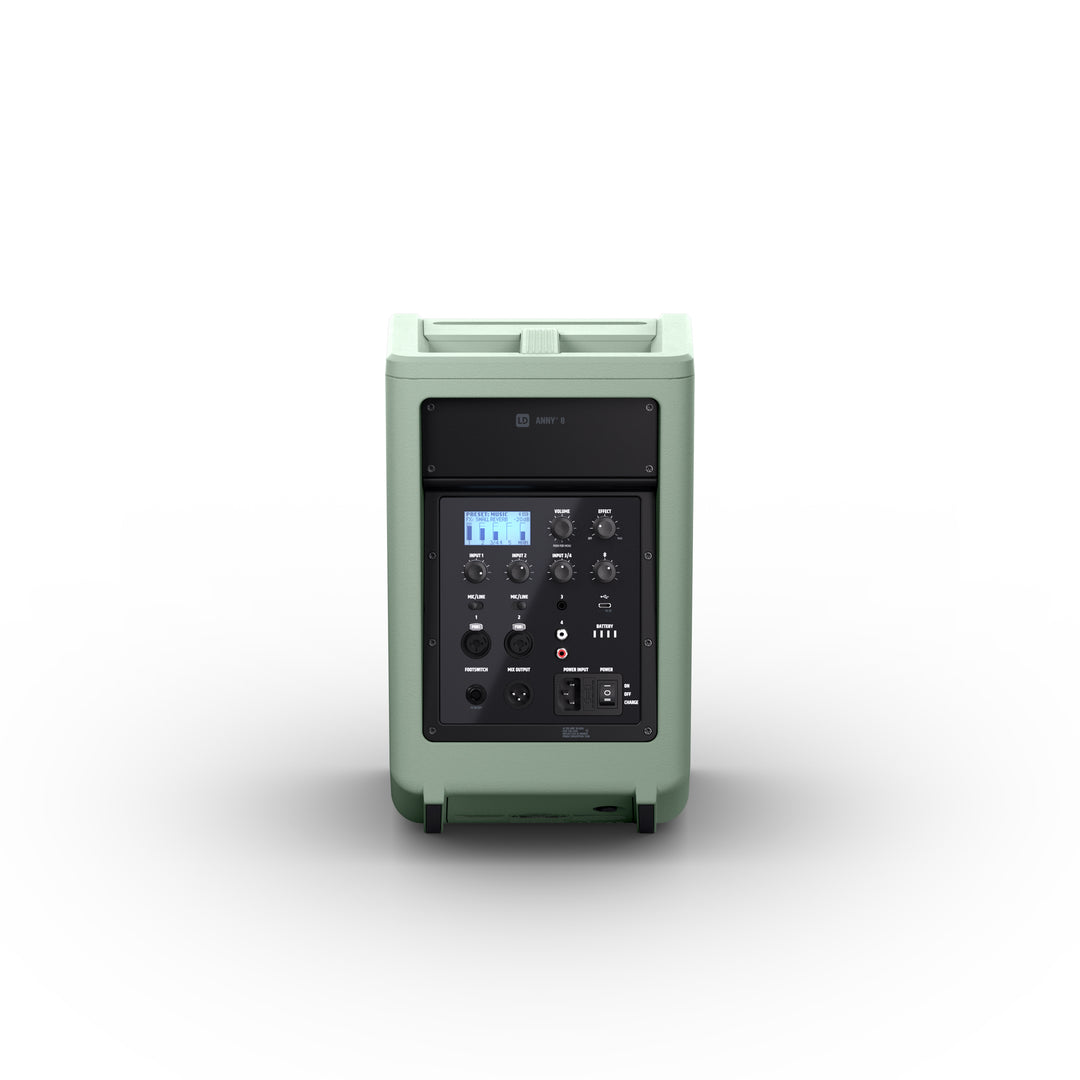 LD Systems ANNY® 8 GN - Kannettava akkuvetoisella Bluetooth® PA-kaiuttimella ja miksauksella, Adventure Green