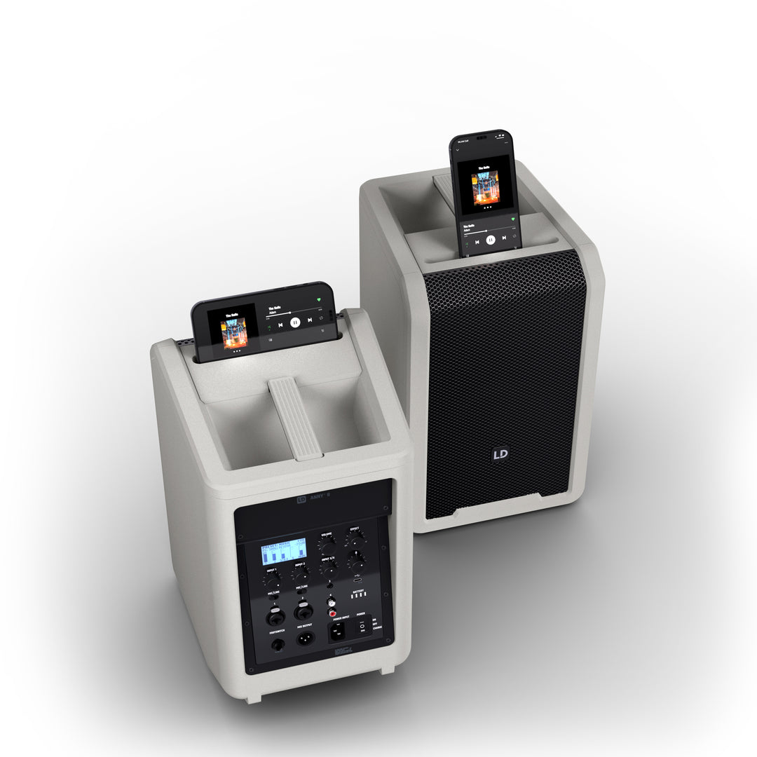 LD Systems ANNY® 8 G - Kannettava akulla toimiva Bluetooth® PA-kaiutin mikserillä, Urban Grey