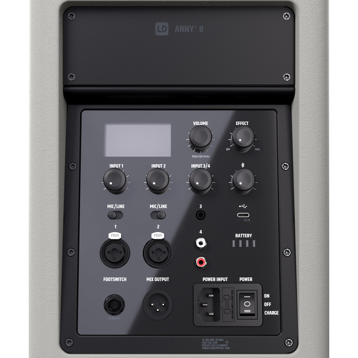 LD Systems ANNY® 8 G - Bærbar batteridrevet Bluetooth® PA-højttaler med mixer, Urban Grey
