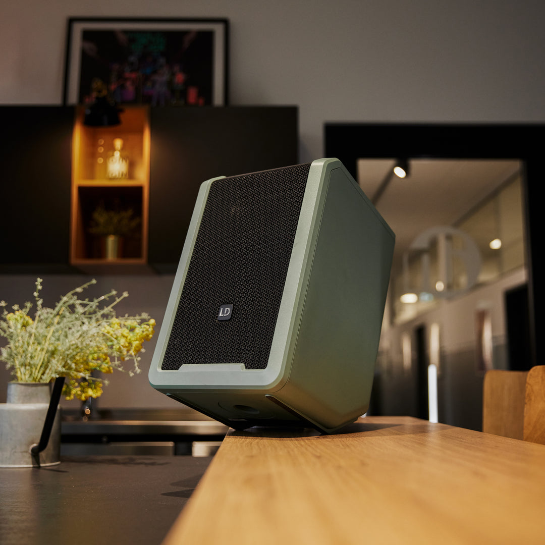 LD Systems ANNY® 8 HHD B5 GN - Kannettava paristokäyttöinen Bluetooth® PA-kaiutin mikserillä ja 1x langaton käsimikrofoni, Adventure Green