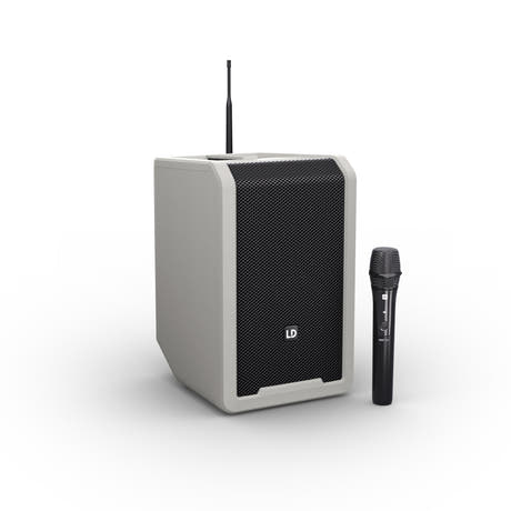 LD Systems ANNY® 8 HHD B6 G - Bærbar batteridrevet Bluetooth® PA-højttaler med mixer og 1x trådløs håndholdt mikrofon, Urban Grey