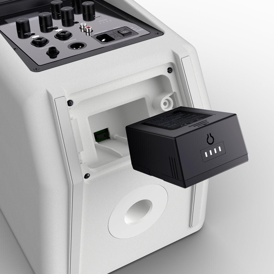LD Systems ANNY® 8 HHD B8 W - Kannettava akkukäyttöinen Bluetooth® PA-kaiutin mikserillä ja 1x langattomalla käsimikrofonilla, puhtaan valkoinen