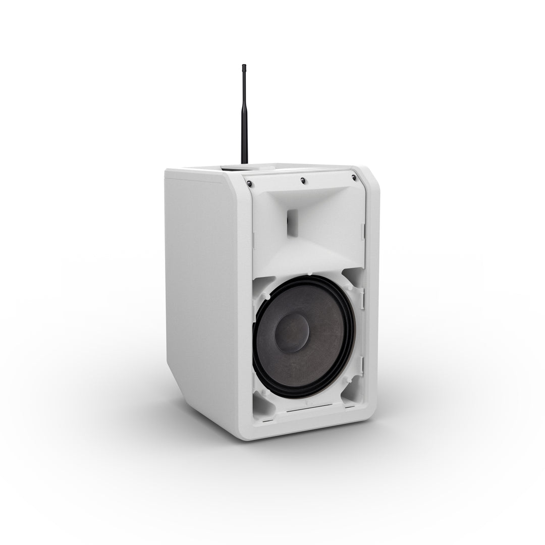 LD Systems ANNY® 8 HHD B8 W - Kannettava akkukäyttöinen Bluetooth® PA-kaiutin mikserillä ja 1x langattomalla käsimikrofonilla, puhtaan valkoinen