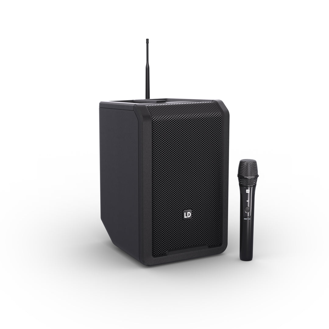 LD Systems ANNY® 8 HHD B8 - Kannettava akkukäyttöinen Bluetooth® PA-kaiutin mikserillä ja 1 x langattomalla käsimikrofonilla, Stage Black