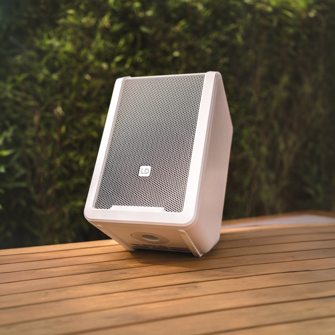 LD Systems ANNY® 8 W - Kannettava paristokäyttöinen Bluetooth® PA-kaiutin mikserillä, puhdas valkoinen
