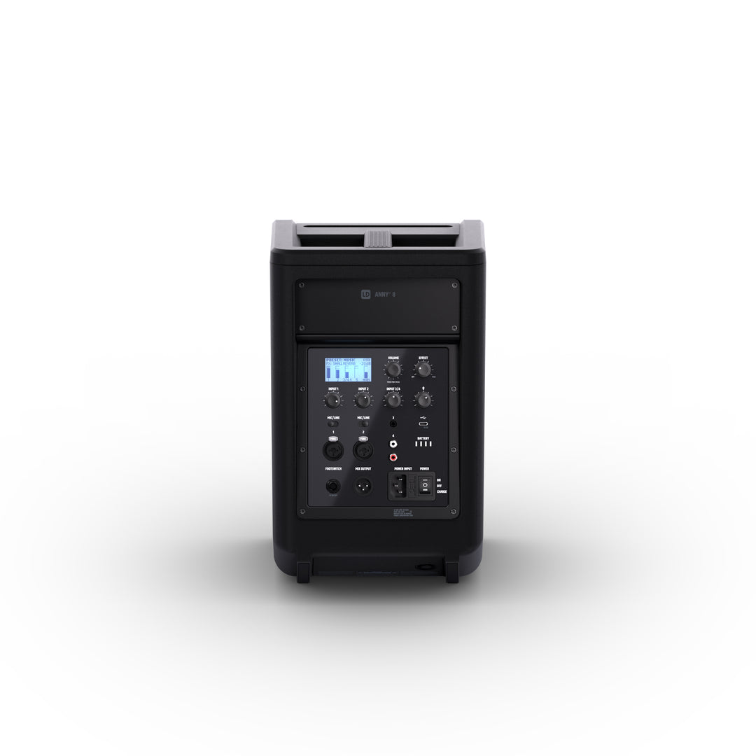 LD Systems ANNY® 8 - Kannettava akulla toimiva Bluetooth® PA-kaiutin mikserillä, Stage Black