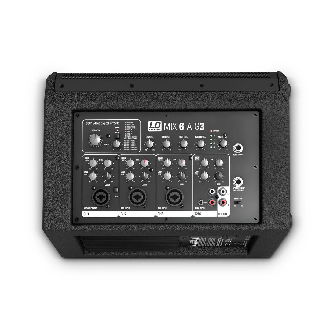 LD Systems MIX 6 A G3 - Aktiivinen 2-tie kaiutin integroidulla 4-kanavaisella mixerilla