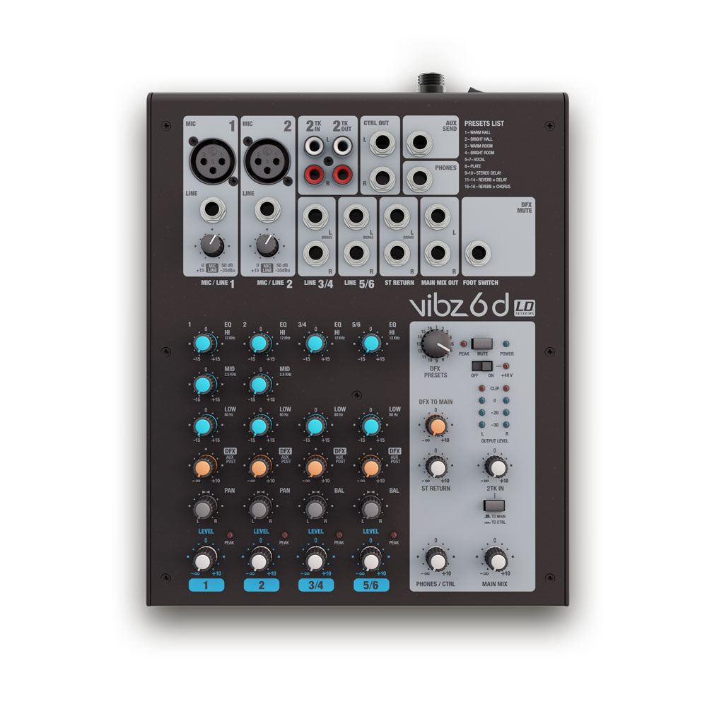 LD Systems VIBZ 6 D - 6-kanavainen mikseripöytä DFX:llä