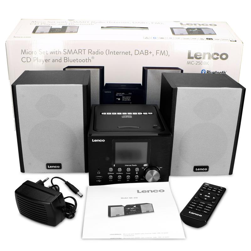 Lenco MC-250 MicroSet Mini Stereo & Internet Radio (musta/hopea)