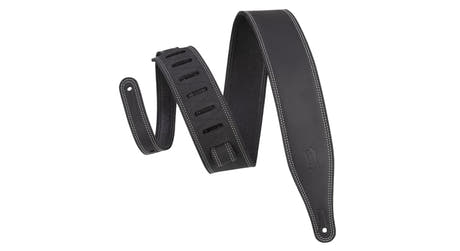 Levys M17BDS kitarahihna 2 1/2", mustaa pull-up-nahkaa