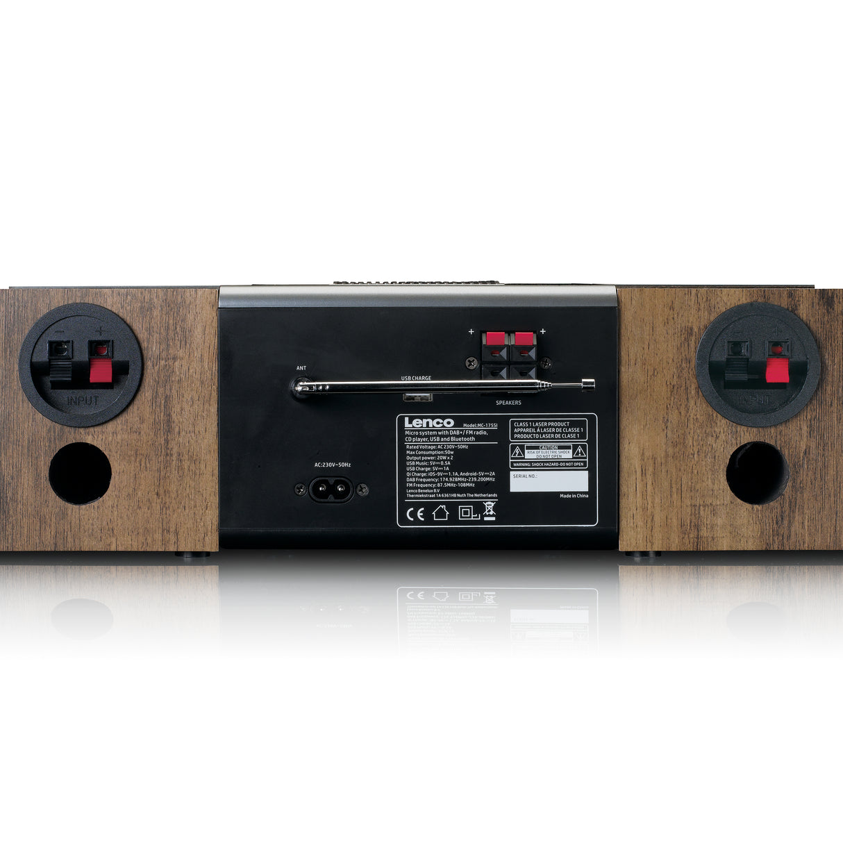 Lenco MC-175SI DAB+CD MP3-soitin (ruskea/hopea)