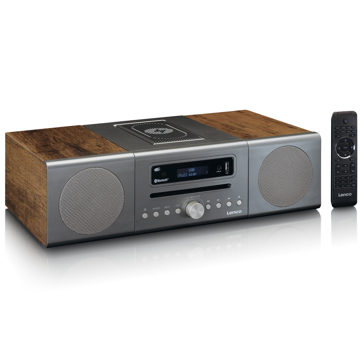 Lenco MC-175SI DAB+CD MP3-soitin (ruskea/hopea)