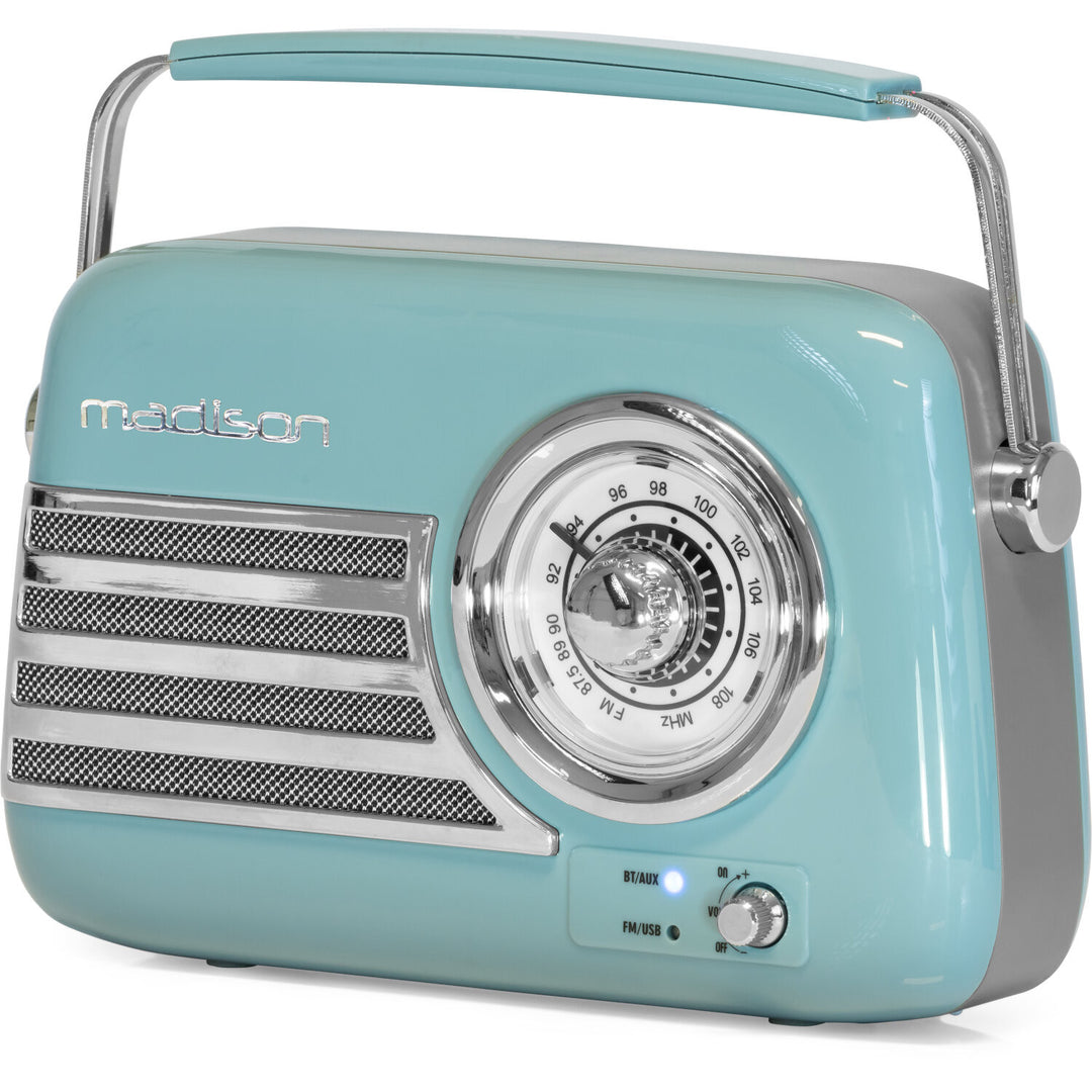 Madison Retro Radio Bluetoothilla ja FM:llä (Sininen)