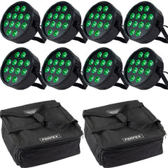 Marconi Polaris 12x12W RGBW PAR-valaisin 8 kpl:n paketti laukulla