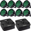 Marconi Polaris 12x12W RGBW Parlampe 8 stk. Bundle m/taske