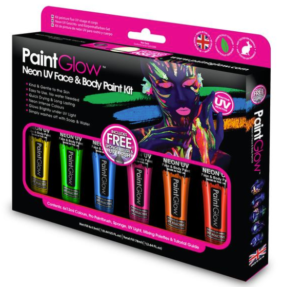 Neon UV kasvojen ja vartalon maalisetti