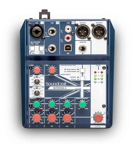 Soundcraft Notepad 5-kanavainen pöytämikseri USB:llä.