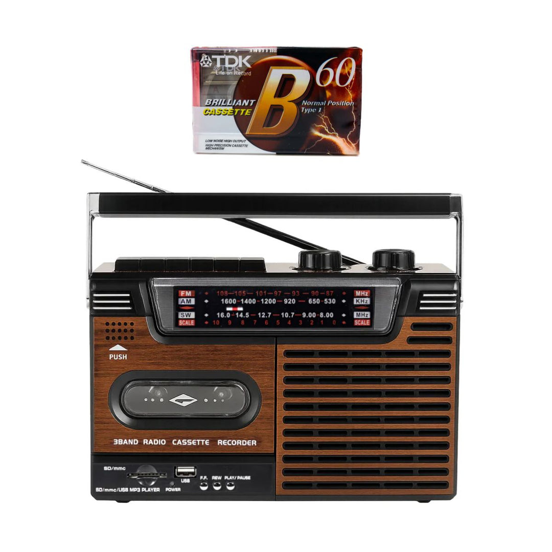 Studio 57 Kasettisoitin, FM ja Bluetooth, ruskea + kasettinauha