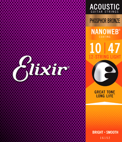 Elixir Nanoweb Phosphor Bronze Kitaran Kielet (12-String, 10-47)