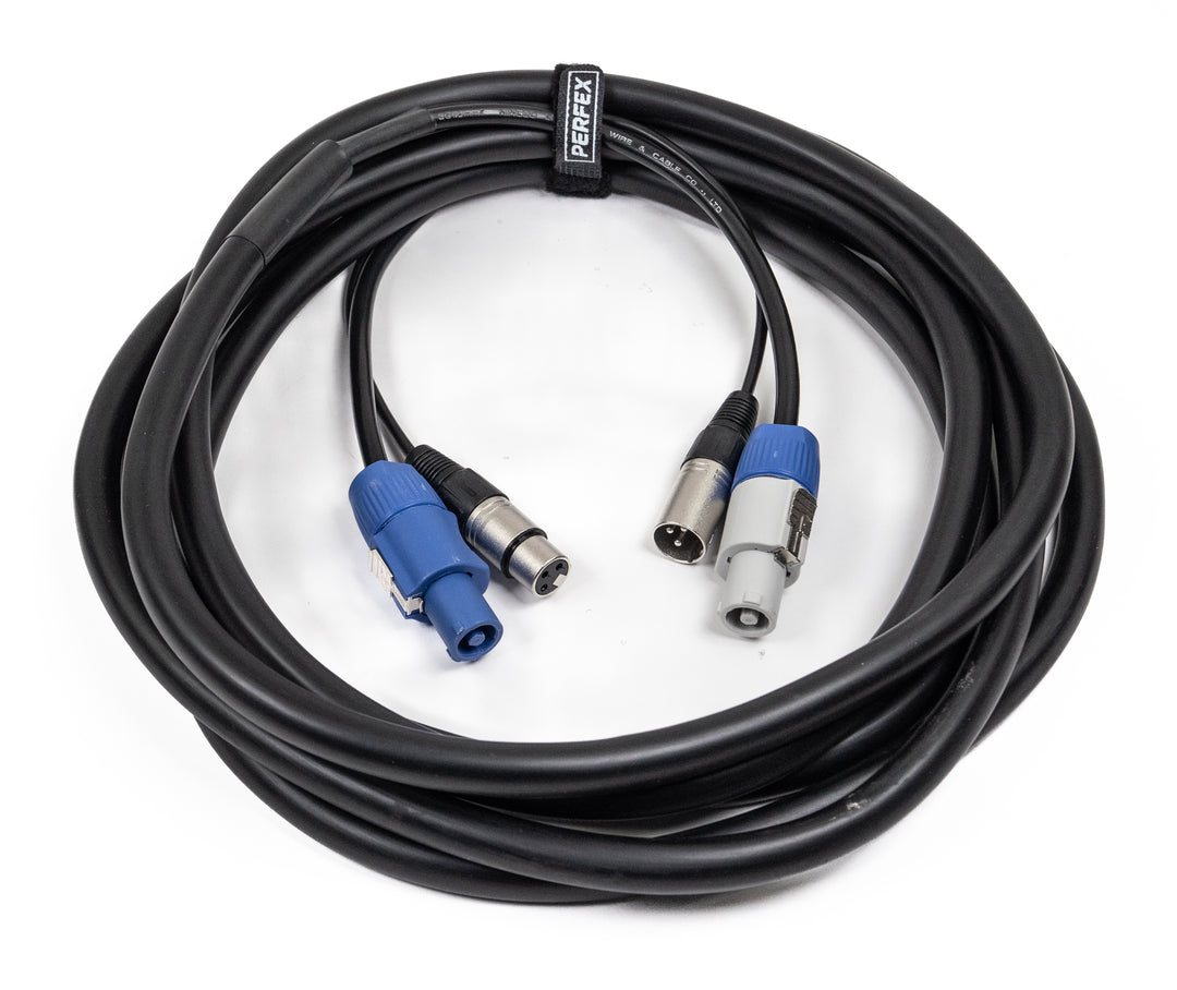Perfex Powercon & XLR Monikotslit (DMX, 10m)