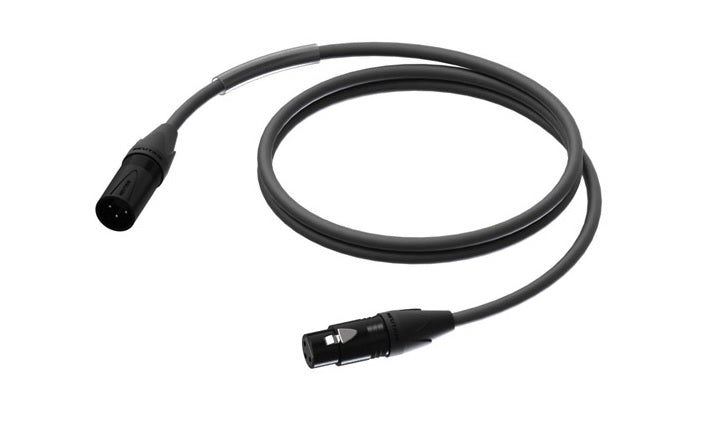 ProCab 3 pol DMX/AES XLR han > XLR hun m/sort Neutrik - 1 m
