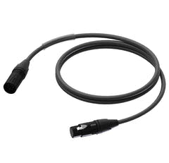 ProCab DMX/AES 5-napainen XLR uros-naaras m/musta Neutrik - 0,5 m