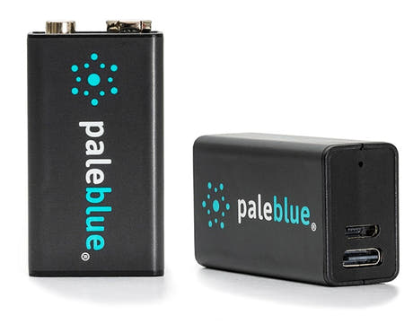 Pale Blue Li-Ion Rechargeable 9V Battery 2 pack 9V-paristoja, mukana 2x1 USB-C-kaapeli