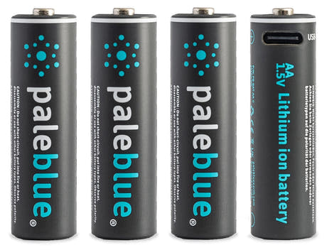 Pale Blue Li-Ion Rechargeable AA Battery 4-pack AA-paristoja, mukana 4x1 USB-C-latauskaapeli