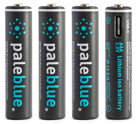 Pale Blue Li-Ion Rechargeabl AAA Battery 4-pack AAA-paristoja, mukana 4x1 USB-C-latauskaapeli