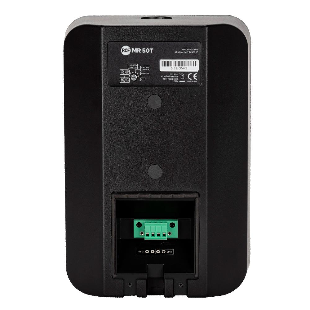 RCF seinäkaiutin 2-tie 5" setti (2 kpl) 60W 100 V IP55, Sort