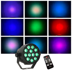 LED Spot Multicolor kaukosäätimellä (12x3W) & Perfex Valoteline