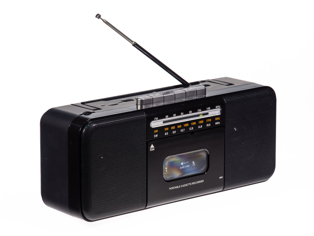 Studio 57 - Kasettisoitin m. FM & Bluetooth, Musta + Kasettinauha