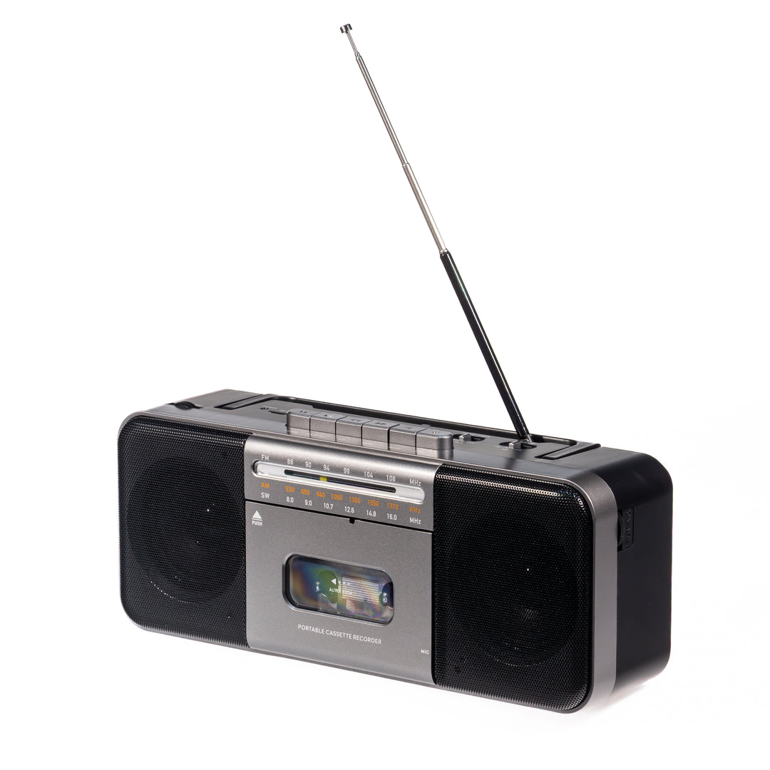 Studio 57 - Kasettisoitin m. FM & Bluetooth, Harmaa + Kasettinauha