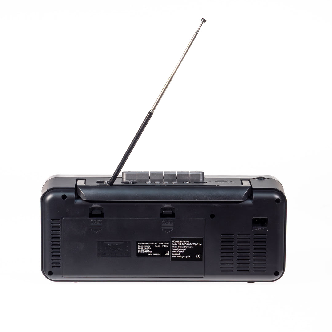 Studio 57 - Kasettisoitin m. FM & Bluetooth, Harmaa + Kasettinauha