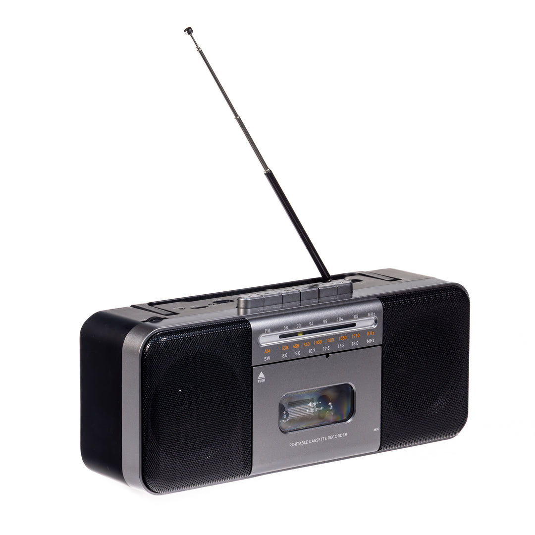 Studio 57 - Kasettisoitin m. FM & Bluetooth, Harmaa + Kasettinauha