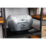 Kannettava FM-radio, CD- ja kasettisoitin, Hopea