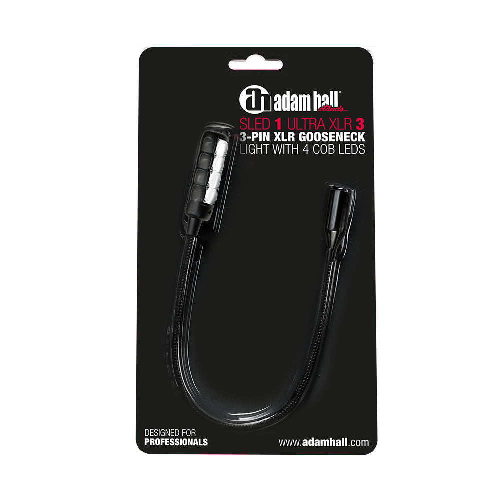 Adam Hall Stands SLED 1 ULTRA XLR 3 – 3-napainen XLR-joutsenkaulalamppu, jossa 4 COB-LEDiä