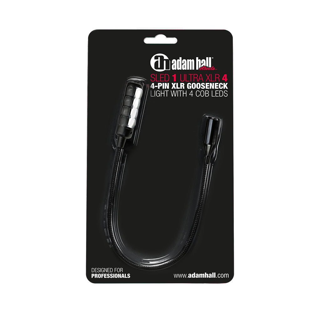 Adam Hall Stands SLED 1 ULTRA XLR 4 - 4-napainen XLR-joutsenkaulalamppu, jossa 4 COB-LEDiä