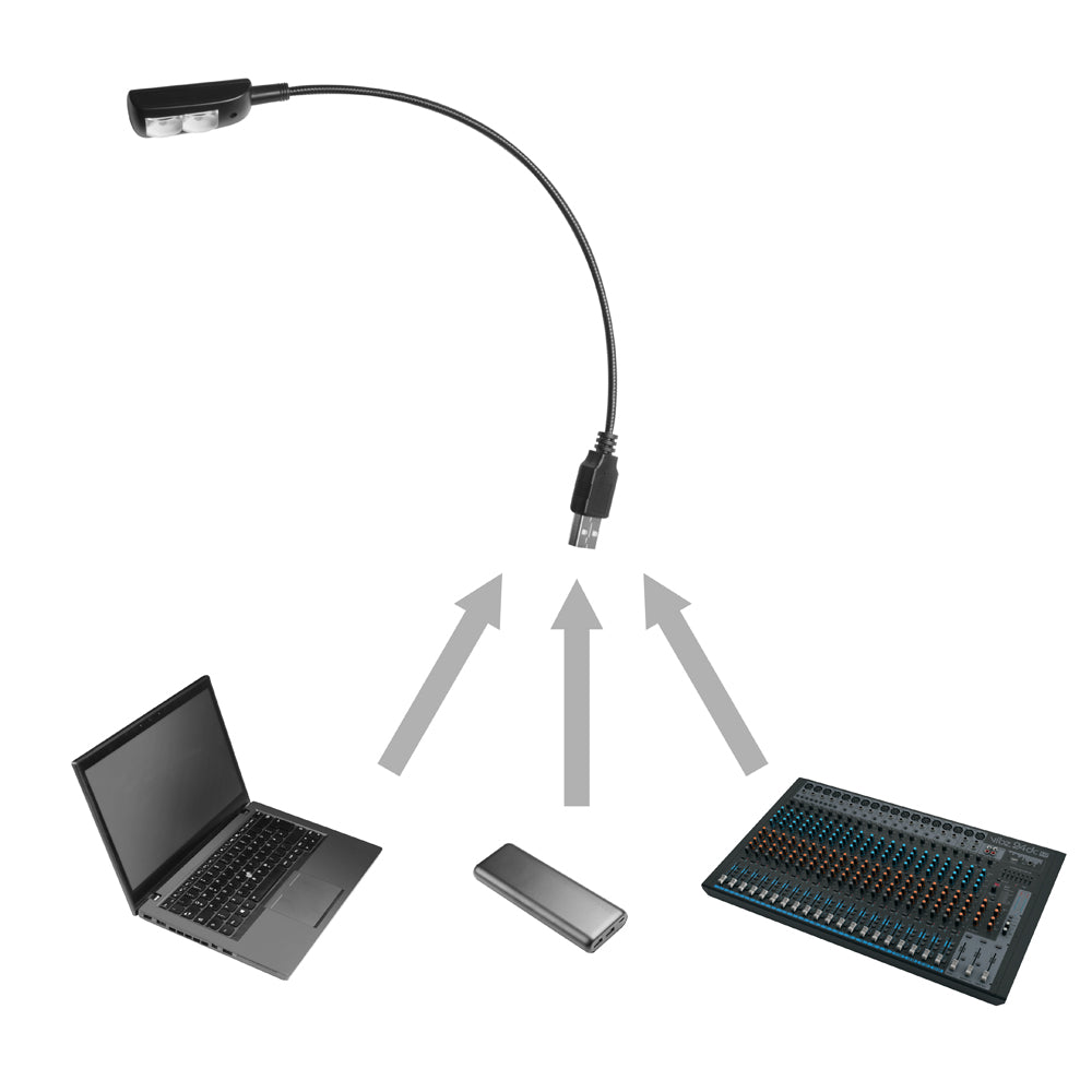 Adam Hall Stands SLED 1 USB PRO - USB-joutsenkaulalamppu, jossa 2 LEDiä