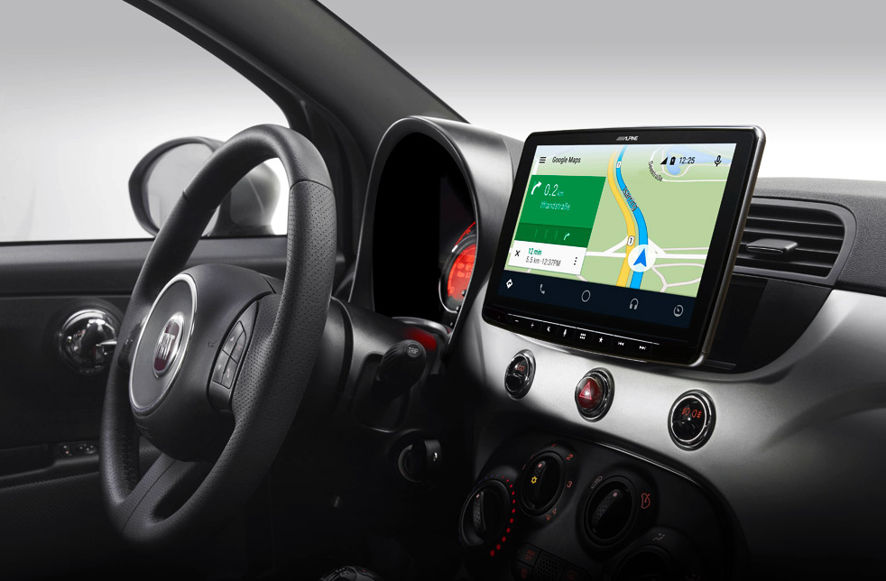 Apple Carplay, Android Auto Fiat 500 Beige Sisustus (2007-2015)