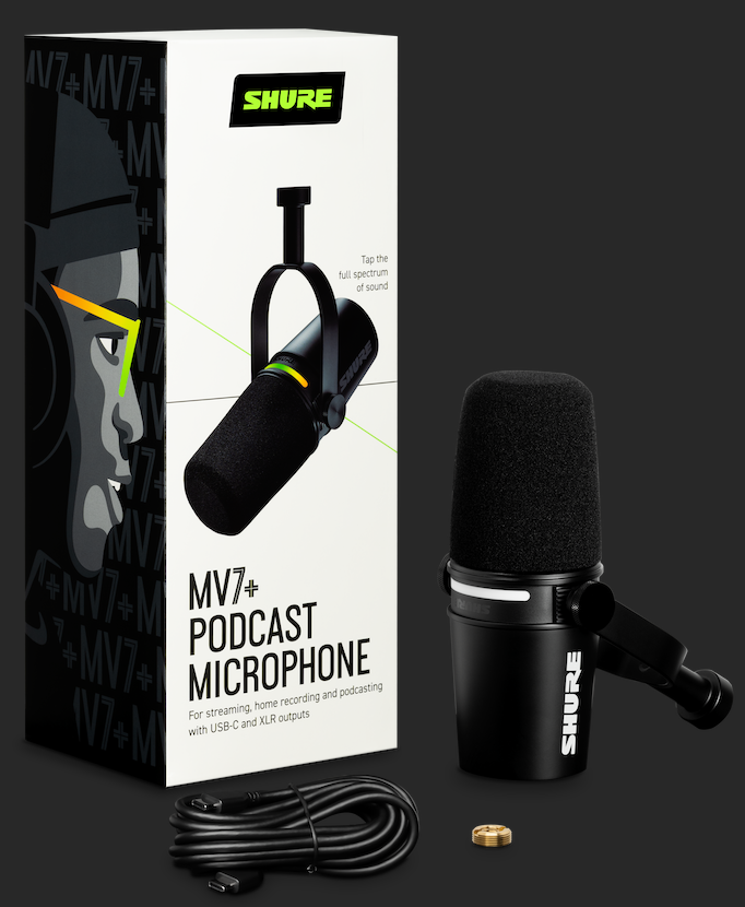 Shure MV7+ Podcast Mikrofoni (Musta)