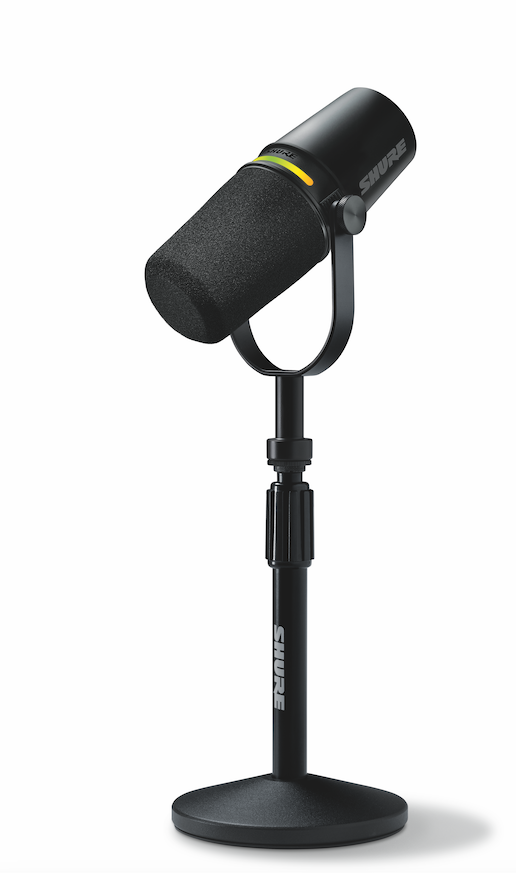 Shure MV7+ Podcast-mikrofoni jalustan kanssa