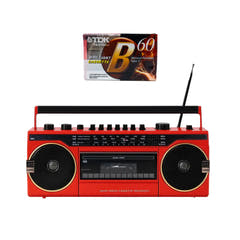Studio 57 - Kasettisoitin m. FM & Bluetooth, Punainen + Kasettinauha