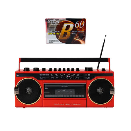 Studio 57 - Kasettisoitin m. FM & Bluetooth, Punainen + Kasettinauha