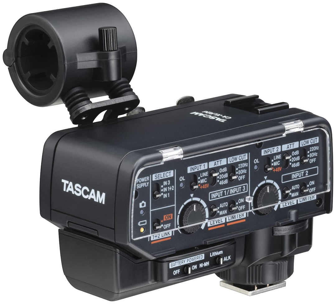 Tascam CA-XLR2D mikrofonisovitin kameraan, Analog input