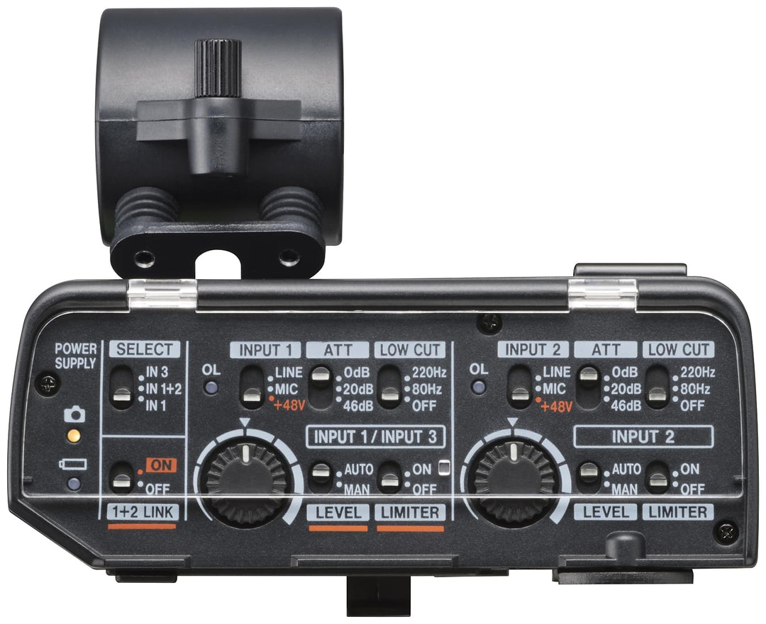 Tascam CA-XLR2D mikrofonisovitin kameraan, Analog input