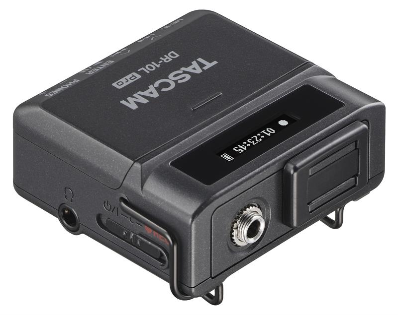 Tascam DR-10L Pro -tallennin lavalier-mikrofonilla, musta