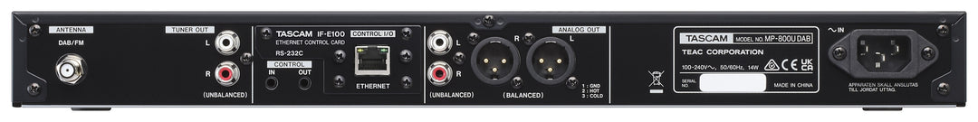 Tascam medianauhuri SD/USB- ja DAB/FM-virittimellä