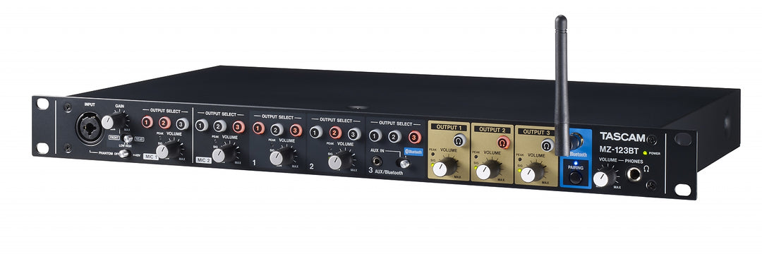 Tascam MZ-123BT asennusmiksseri 3 vyöhykettä 2 mic/2 line in